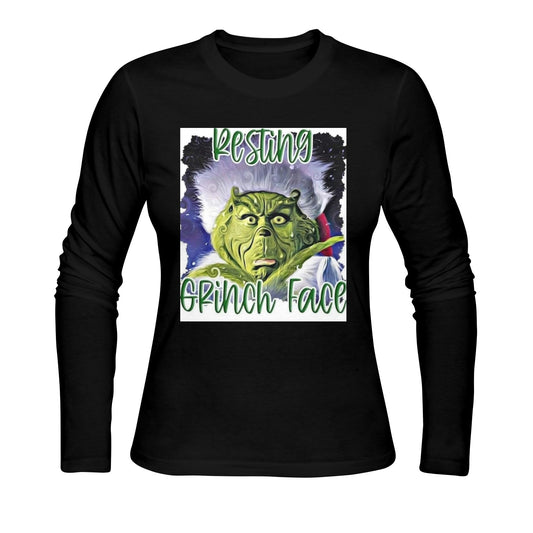 Resting Grinch Face Sunny Women's T-shirt (long-sleeve)